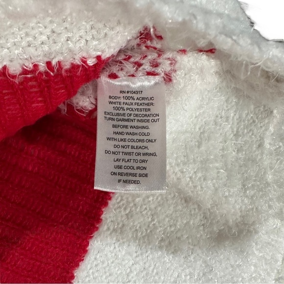 Allison Britney Red White Black V-Neck Sweater Dress Sz S NWOT Mrs Santa Claus - Picture 8 of 14